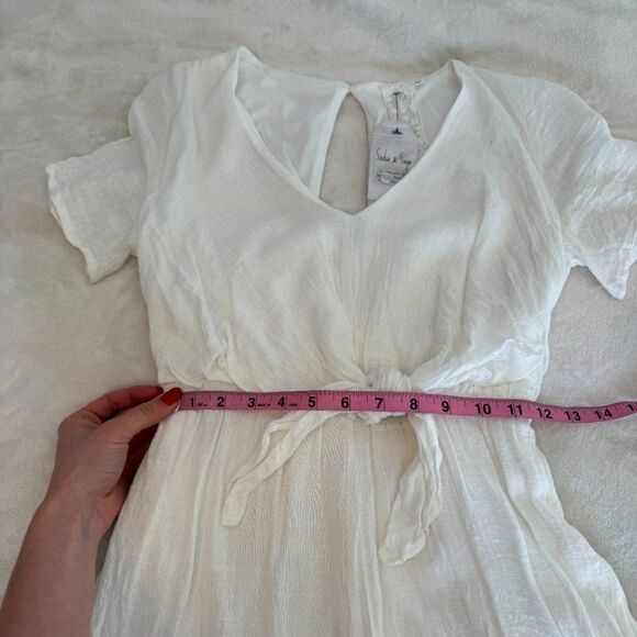NWT Anthropologie White Front Tie Romper - Picture 13 of 14